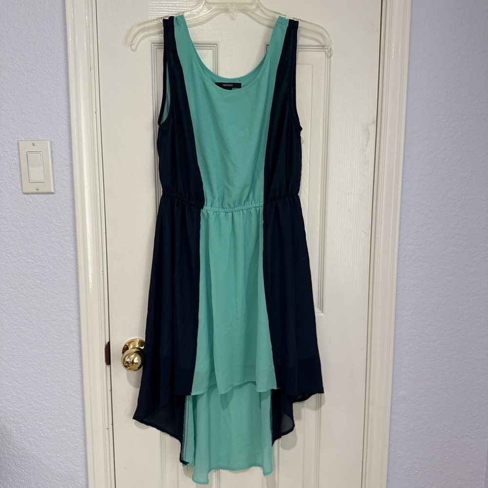 Forever 21 Teal and Navy High Low Dress